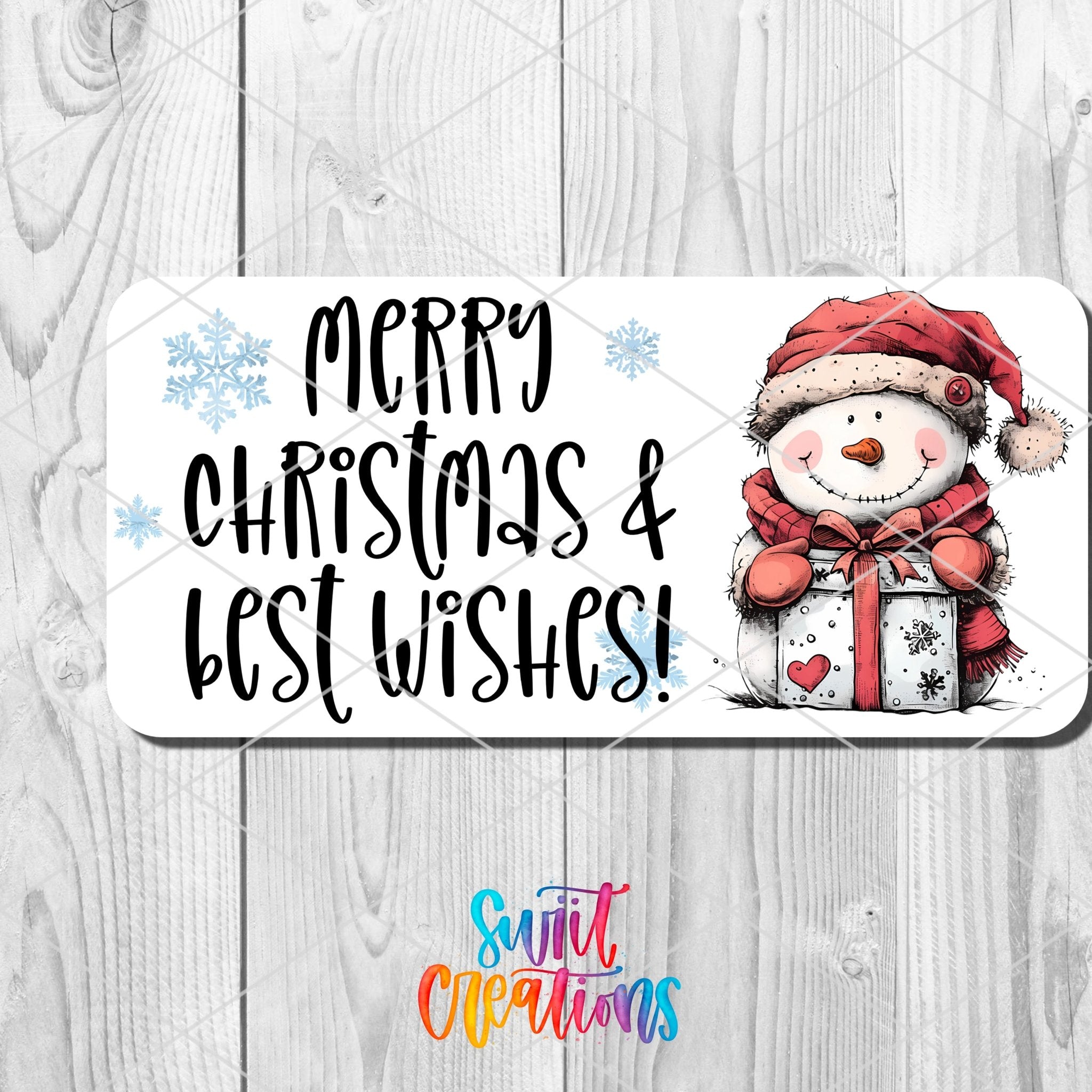 Merry Christmas Snowman Sticker | Holiday Gift Tag | SB51 - Swiit Creations