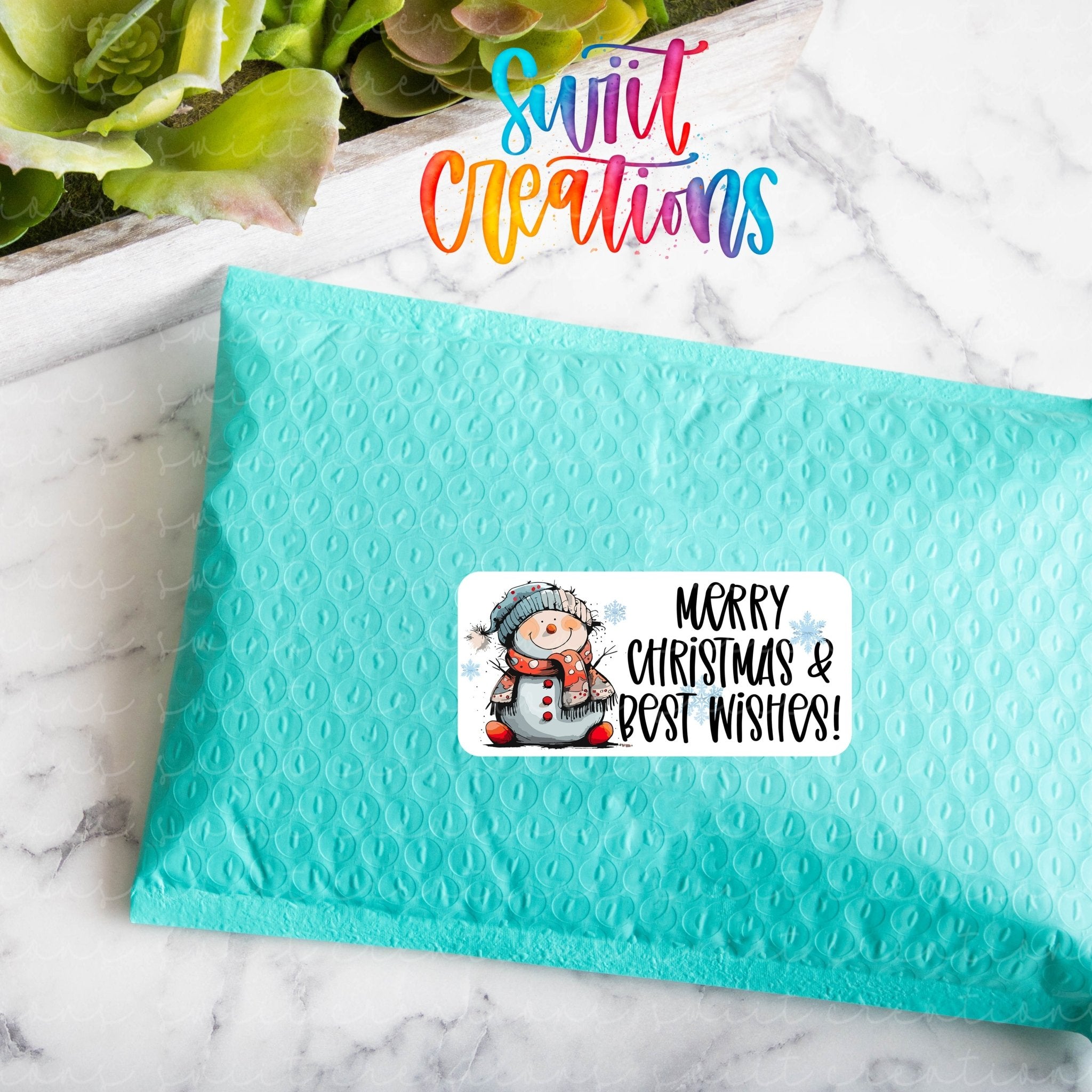 Merry Christmas Snowman Sticker | SB49 - Swiit Creations