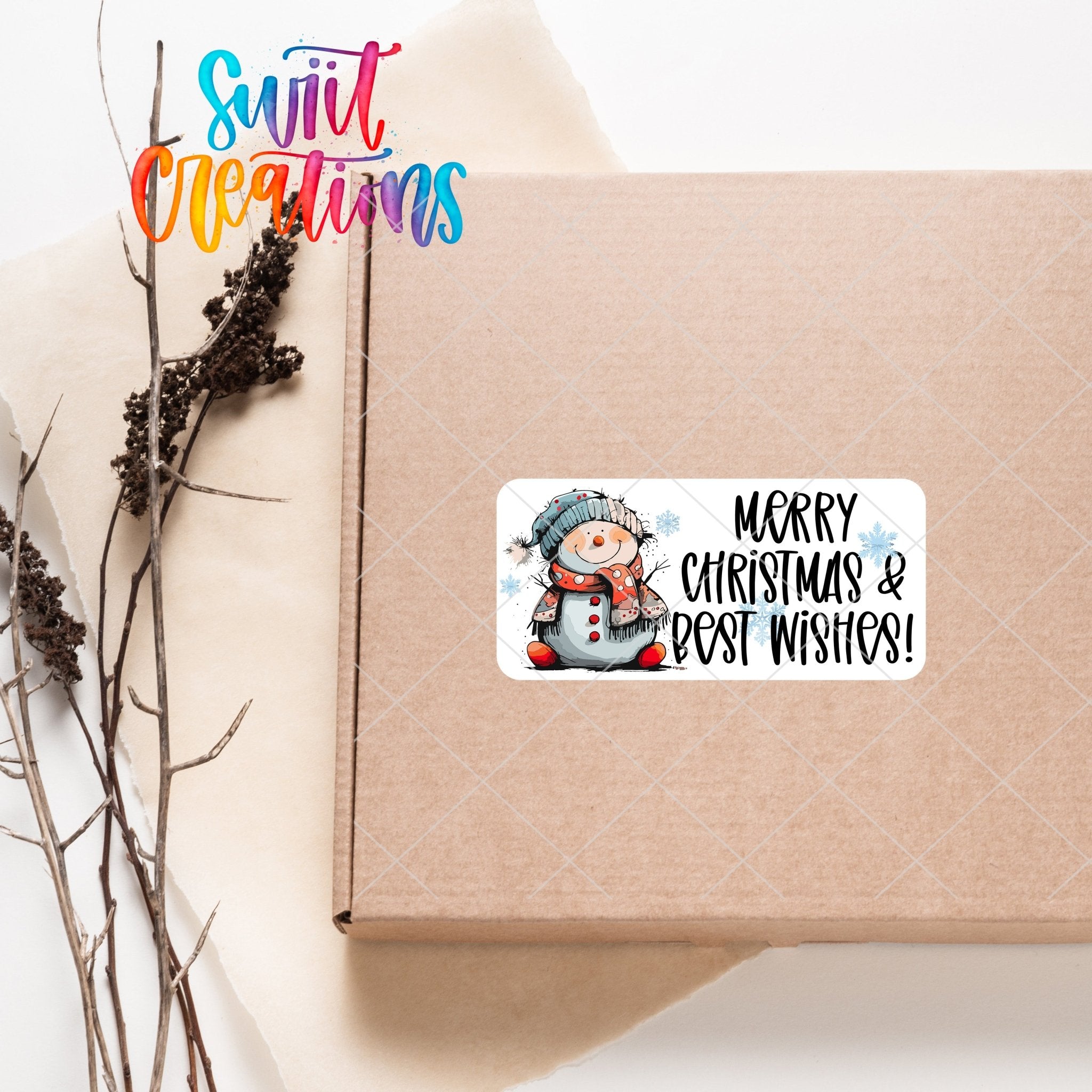 Merry Christmas Snowman Sticker | SB49 - Swiit Creations