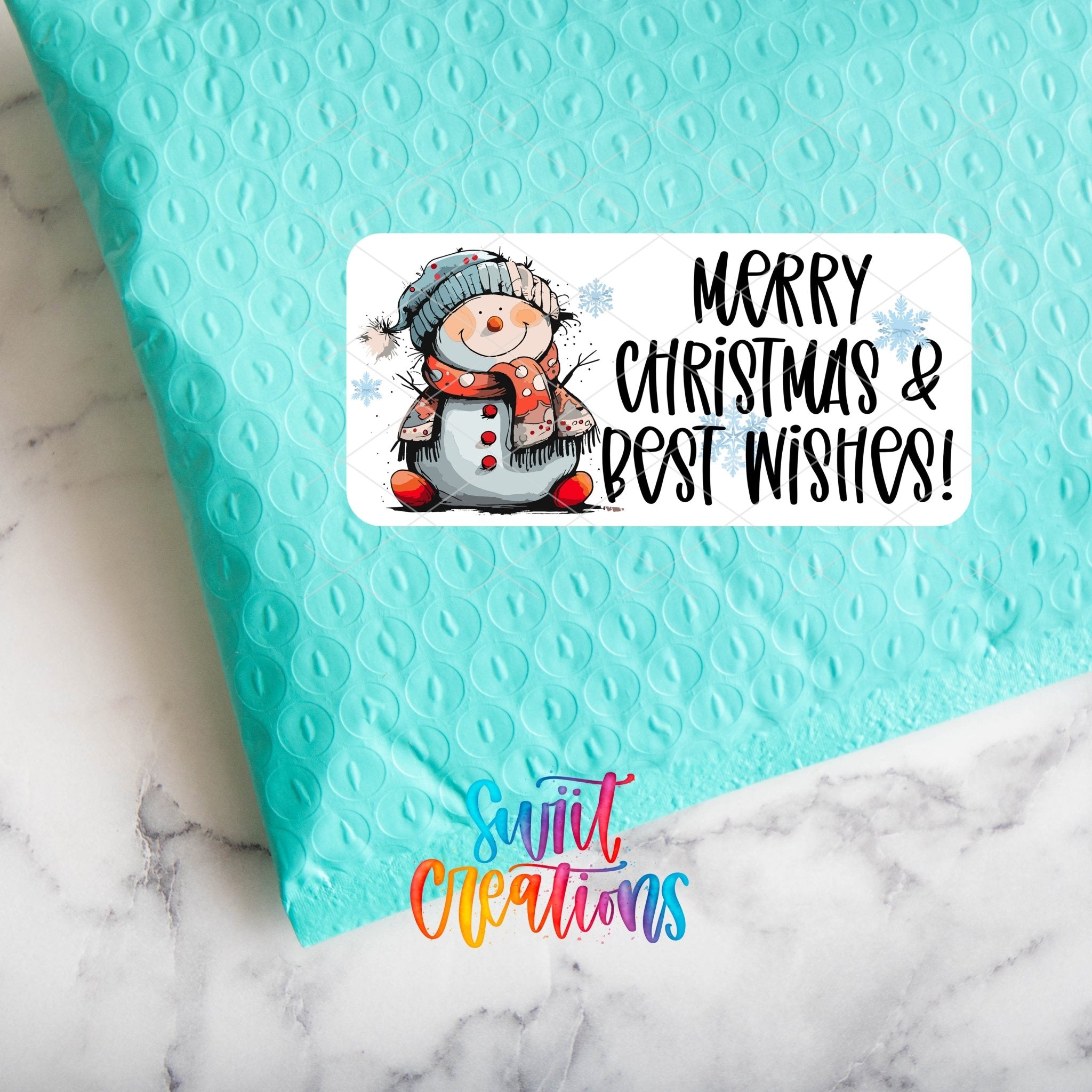 Merry Christmas Snowman Sticker | SB49 - Swiit Creations