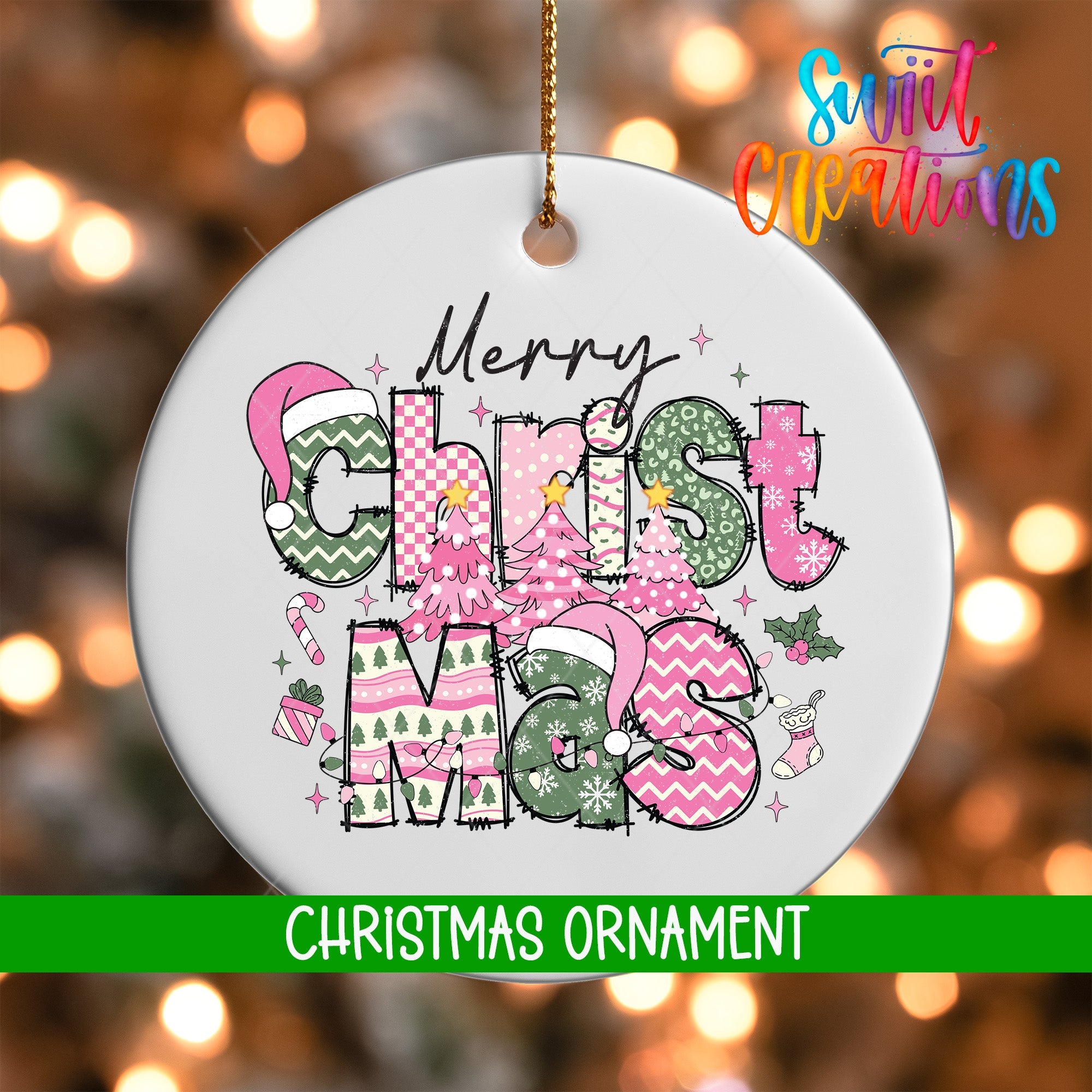 Merry Christmas Trees Ornament | Holiday Ornament | O1212 - Swiit Creations