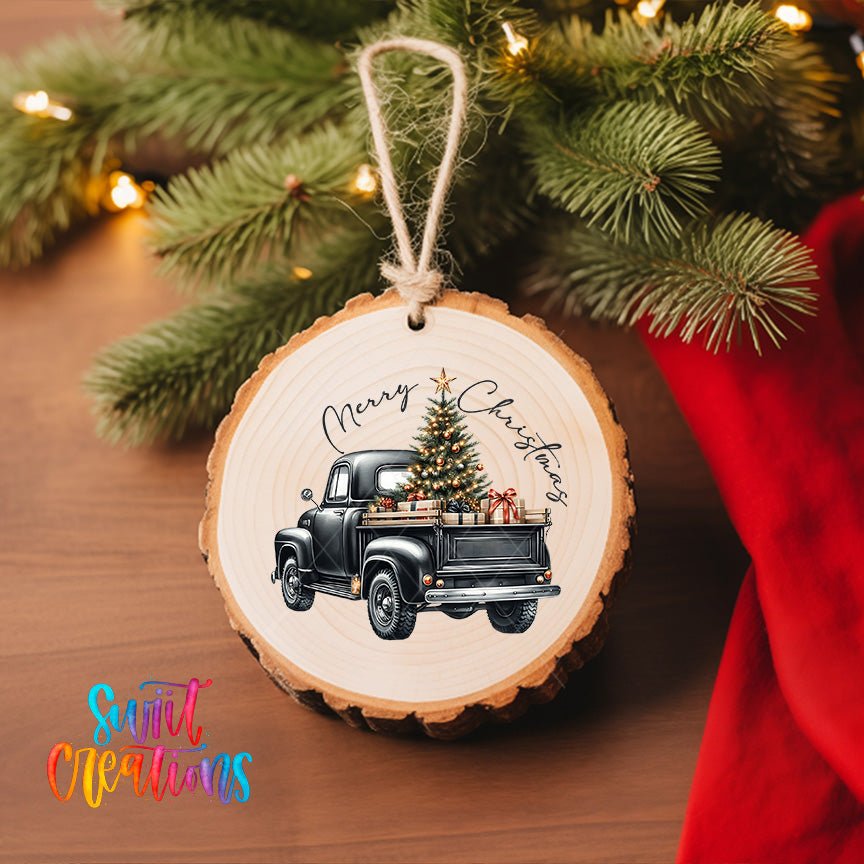 Merry Christmas Truck UV DTF Ornament Transfer | O-1320 - Swiit Creations
