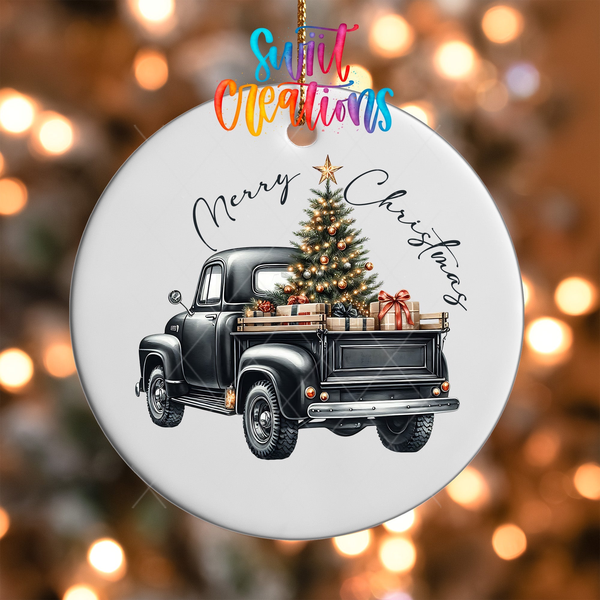 Merry Christmas Truck UV DTF Ornament Transfer | O-1320 - Swiit Creations