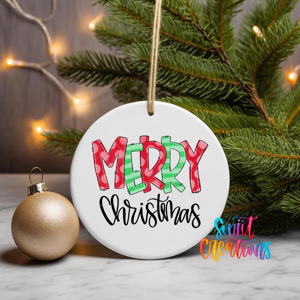 Merry Christmas UV DTF Ornament Transfer | O-1155 - Swiit Creations