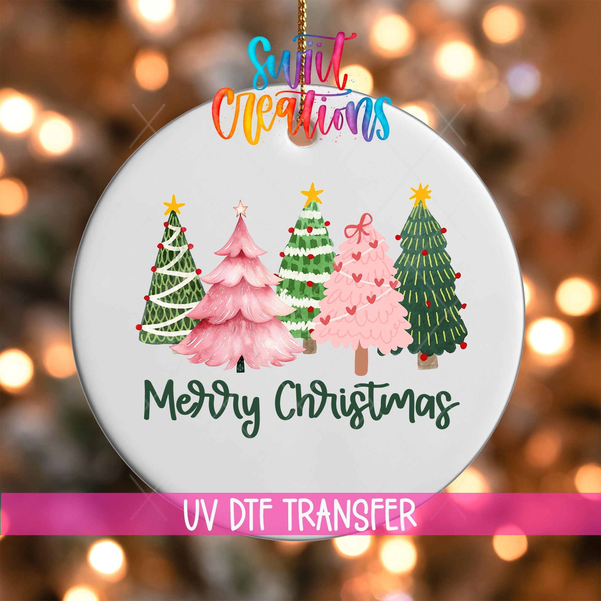 Merry Christmas UV DTF Ornament Transfer | O-1213 - Swiit Creations