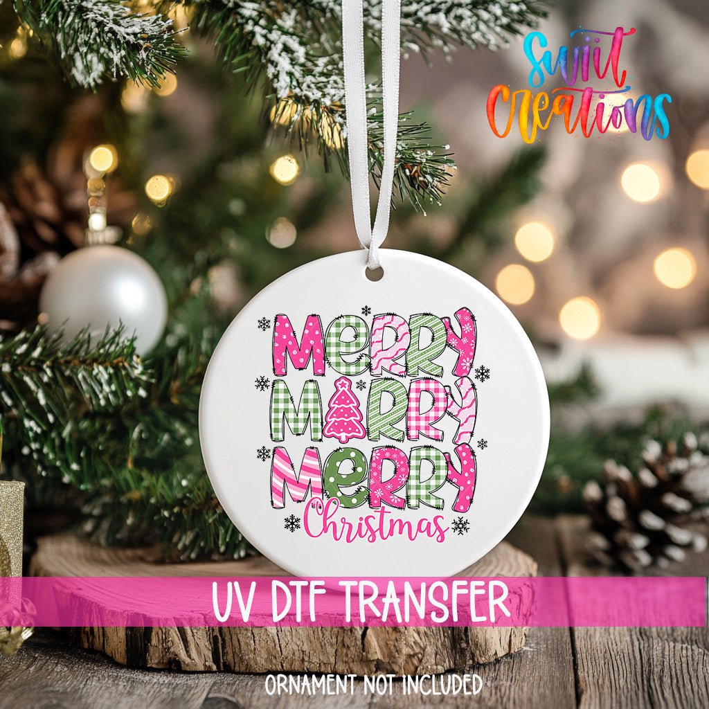 Merry Christmas UV DTF Ornament Transfer | O-1214 - Swiit Creations