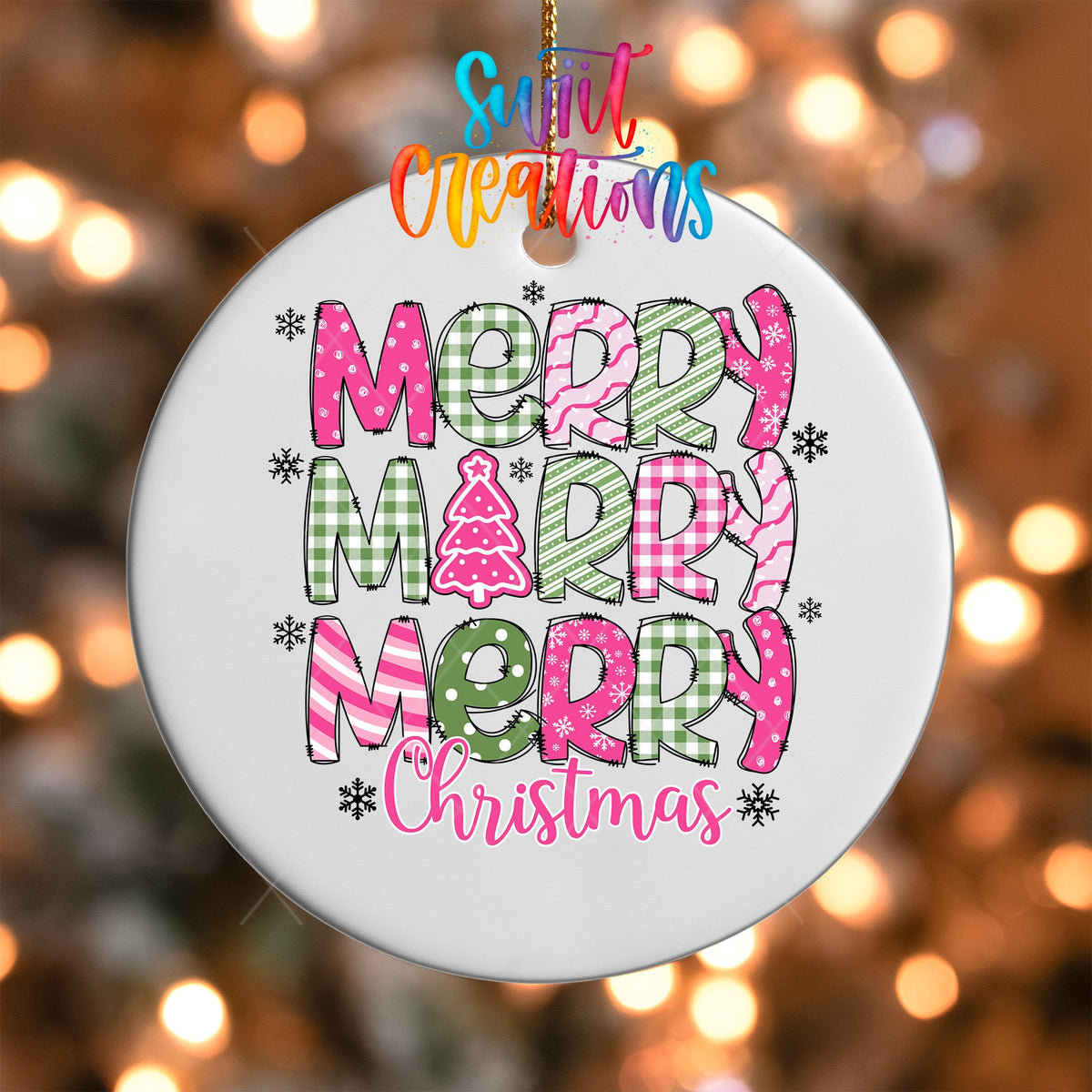 Merry Christmas UV DTF Ornament Transfer | O-1214 - Swiit Creations
