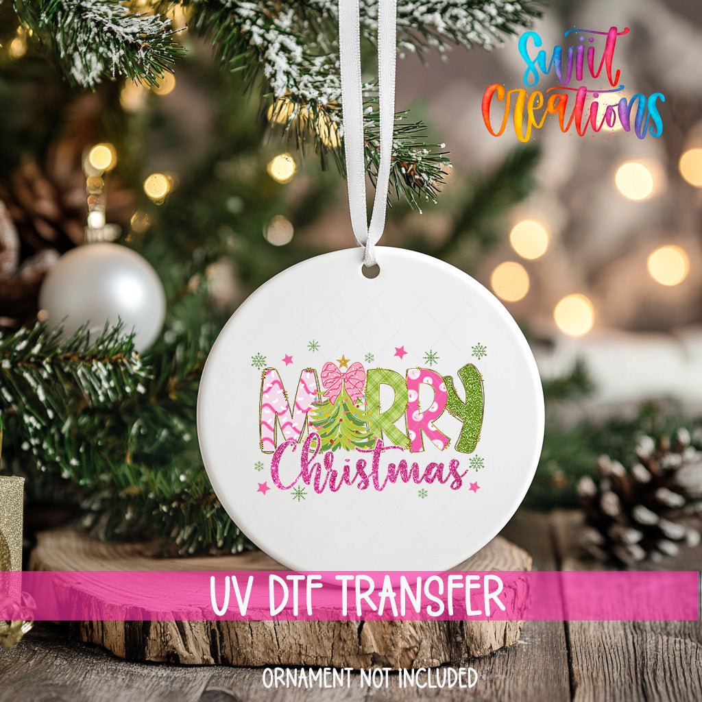 Merry Christmas UV Dtf Ornament Transfer | O-1215 - Swiit Creations