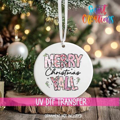 Merry Christmas Yall Christmas UV DTF Ornament Transfer | Holiday Ornament Transfer | O-1207 - Swiit Creations