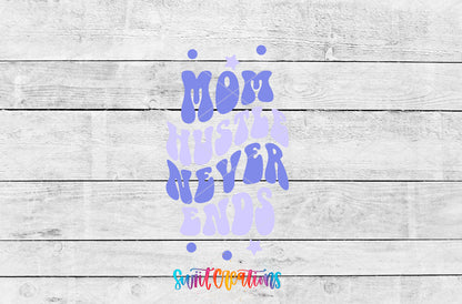 Mom Hustle Never Ends motel keychain UV DTF transfer artwork preview by Swiit Creations
