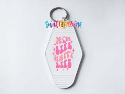 Mom Life Happy Life motel keychain UV DTF transfer clean keychain mockup by Swiit Creations