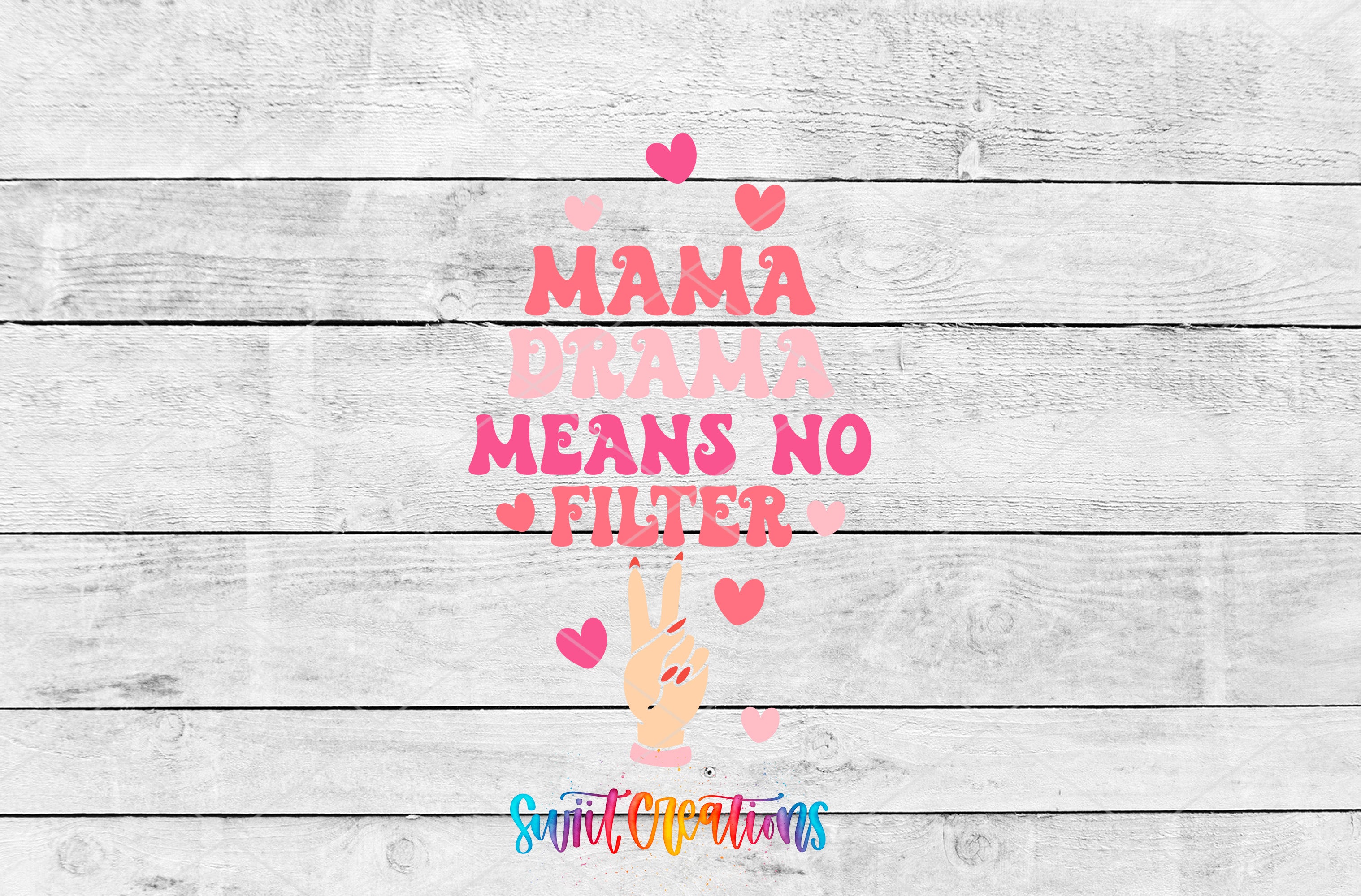 Mama Drama Means No Filter motel keychain UV DTF transfer artwork preview by Swiit Creations