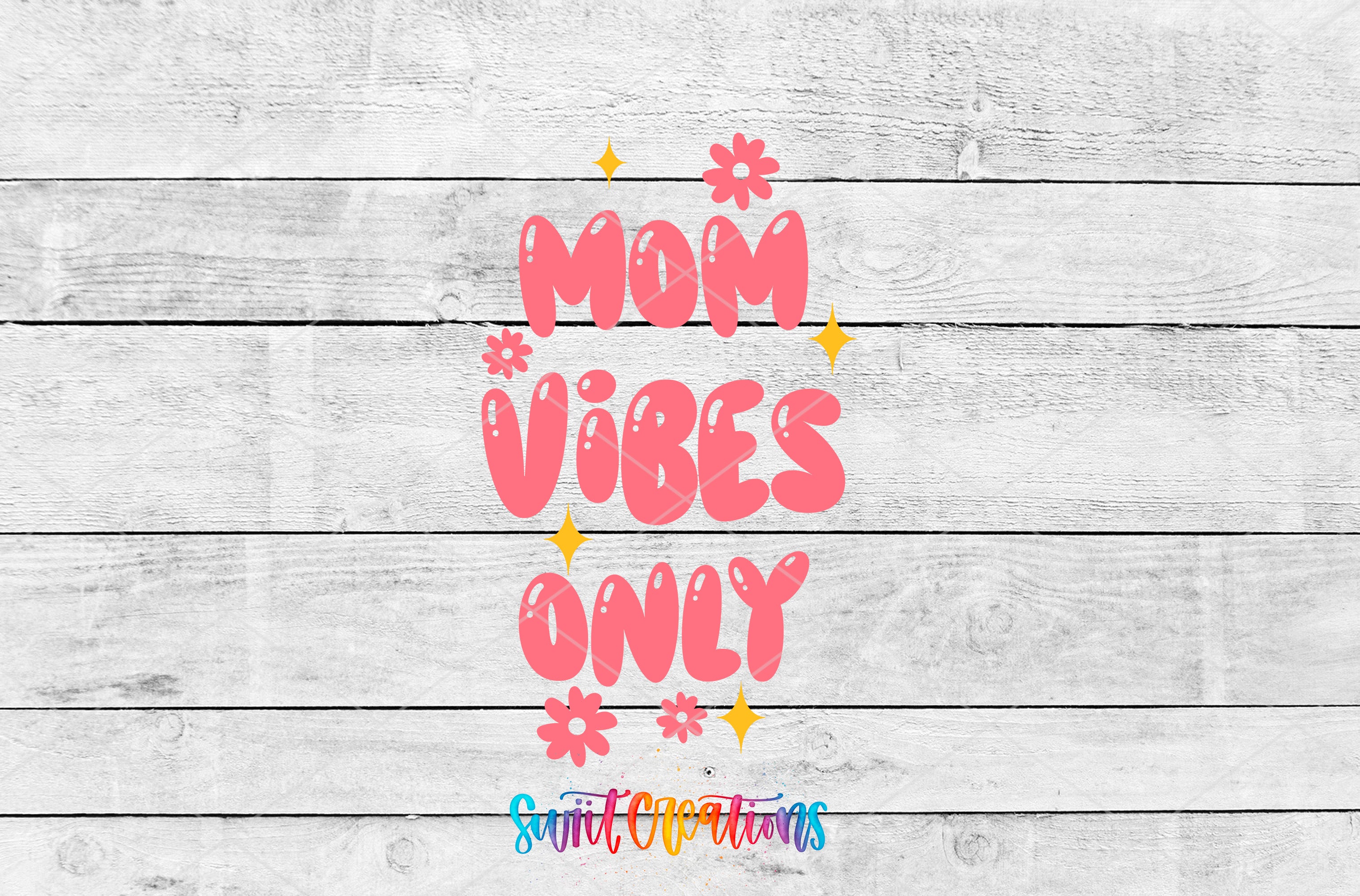 Mom Vibes Only motel keychain UV DTF transfer artwork preview by Swiit Creations