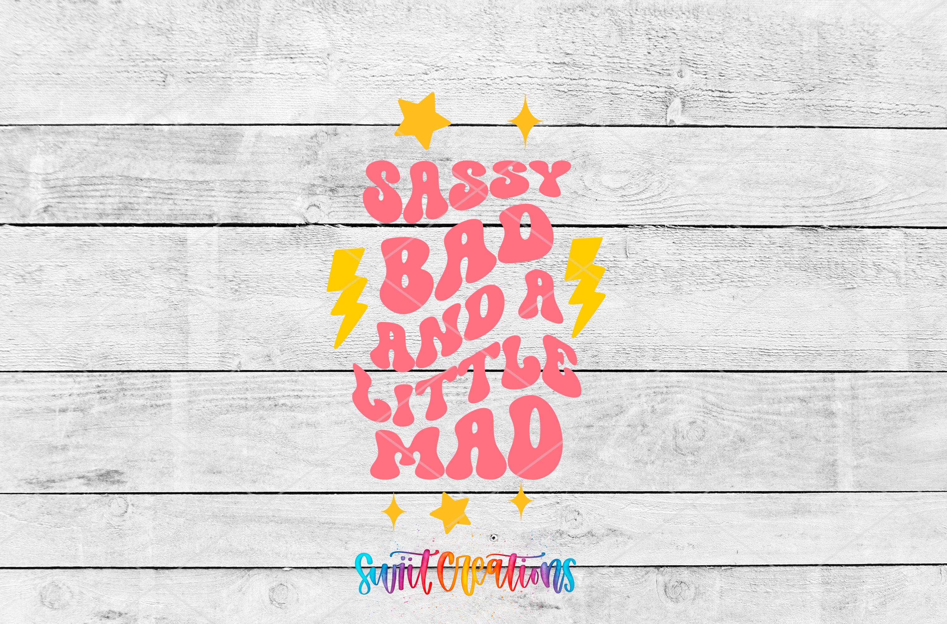 Sassy Bad and a Little Mad motel keychain UV DTF transfer artwork preview by Swiit Creations