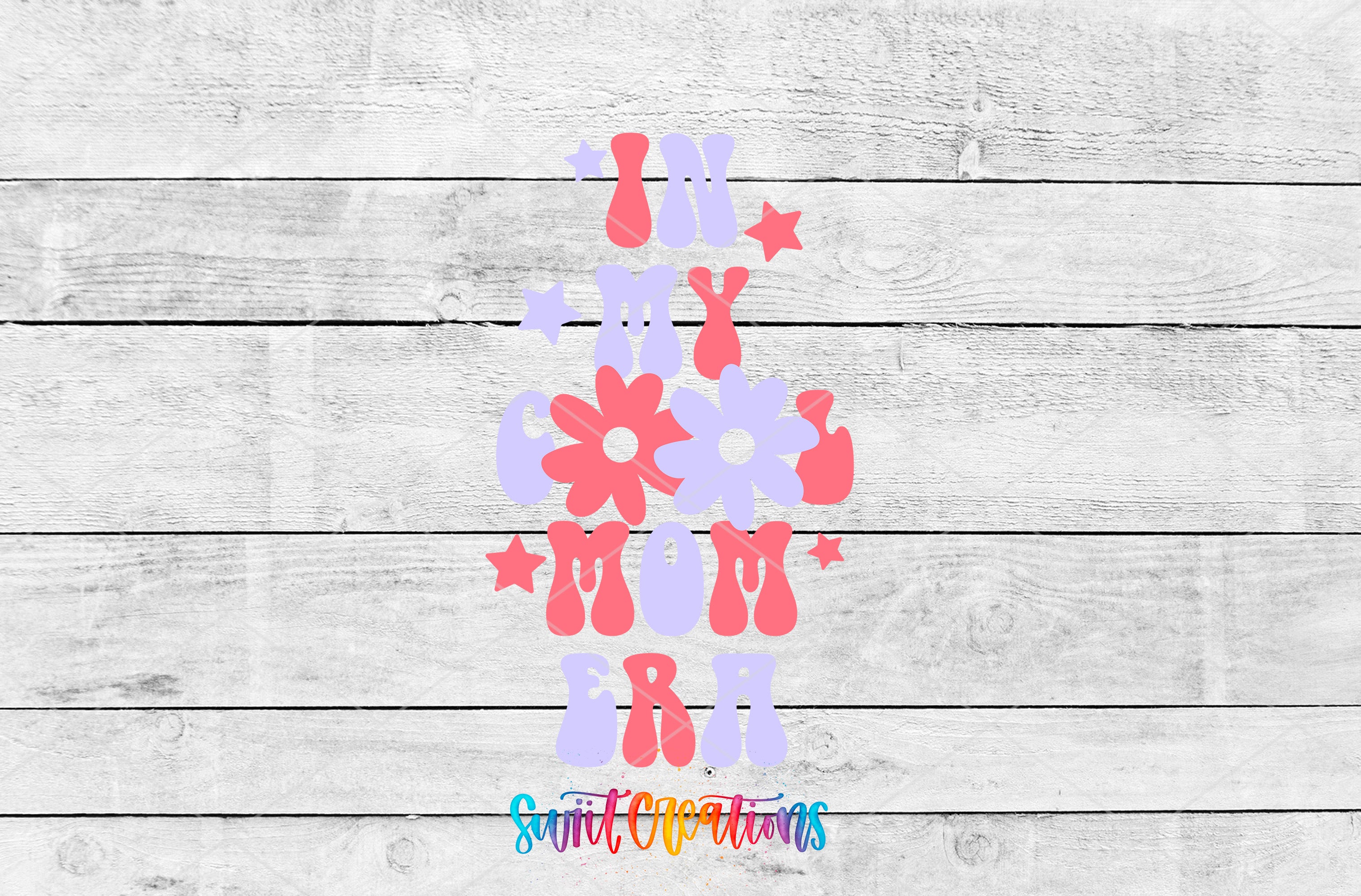 In My Cool Mom Era motel keychain UV DTF transfer artwork preview by Swiit Creations