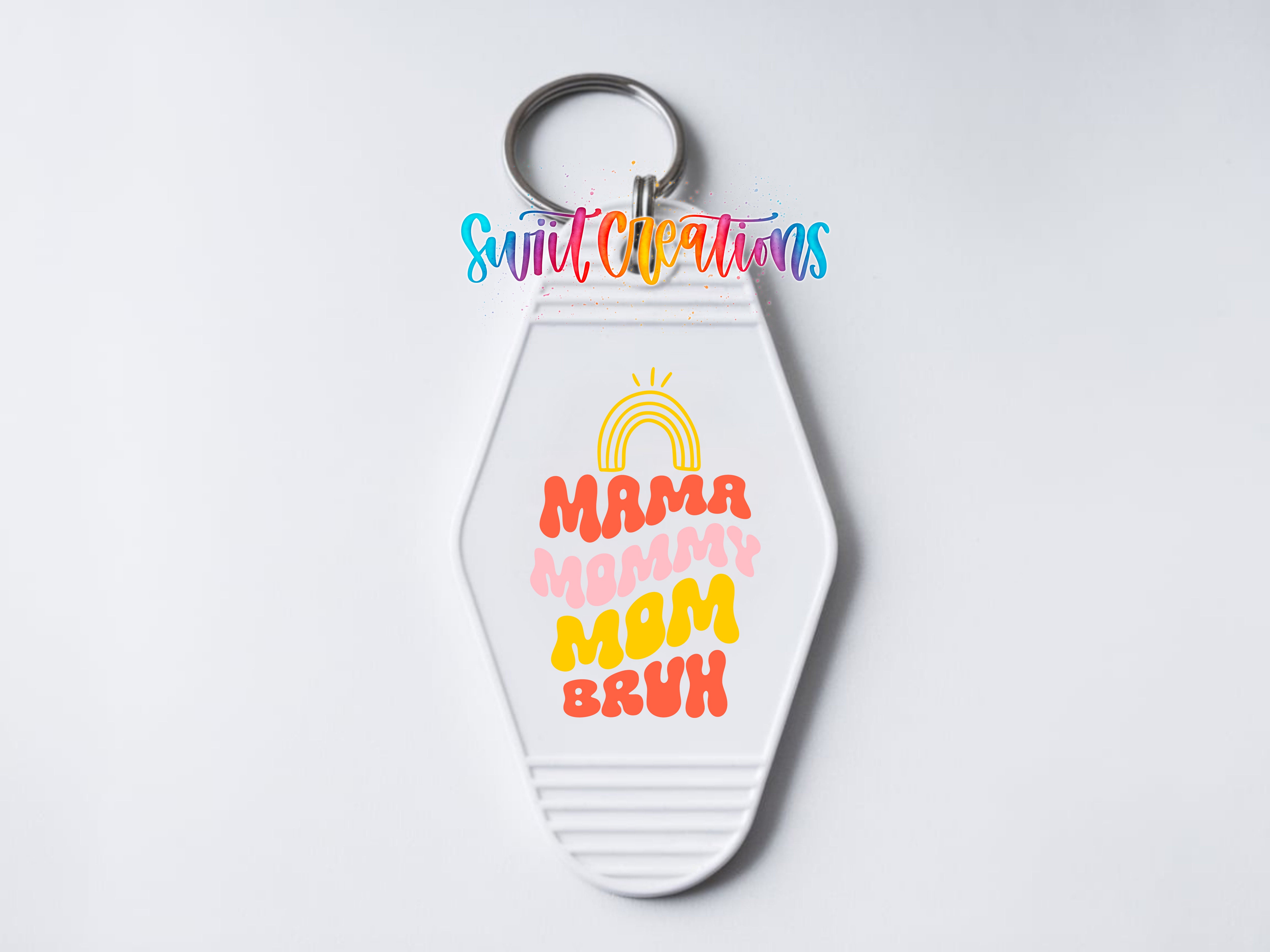 Mama Mommy Mom Bruh motel keychain UV DTF transfer clean keychain mockup by Swiit Creations