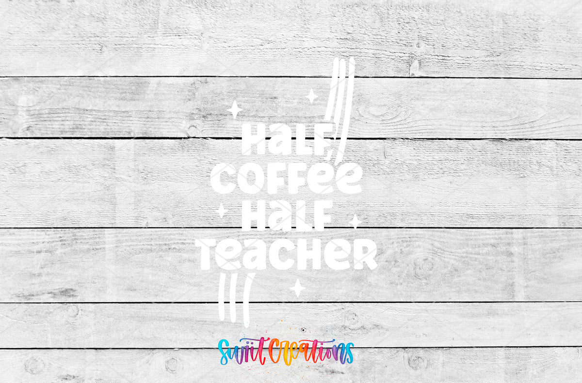 Half Coffee Half Teacher motel keychain UV DTF transfer artwork preview by Swiit Creations