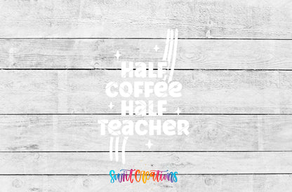 Half Coffee Half Teacher motel keychain UV DTF transfer artwork preview by Swiit Creations