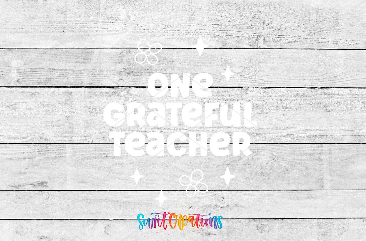 One Grateful Teacher motel keychain UV DTF transfer artwork preview by Swiit Creations