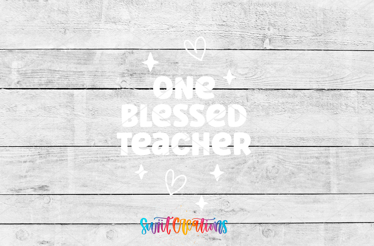 One Blessed Teacher motel keychain UV DTF transfer artwork preview by Swiit Creations