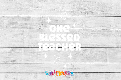 One Blessed Teacher motel keychain UV DTF transfer artwork preview by Swiit Creations