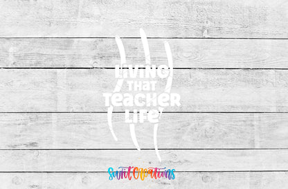 Living That Teacher Life motel keychain UV DTF transfer artwork preview by Swiit Creations