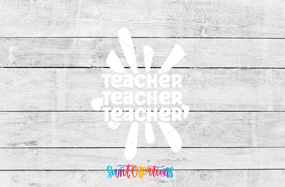 Teacher Teacher Teacher motel keychain UV DTF transfer artwork preview by Swiit Creations
