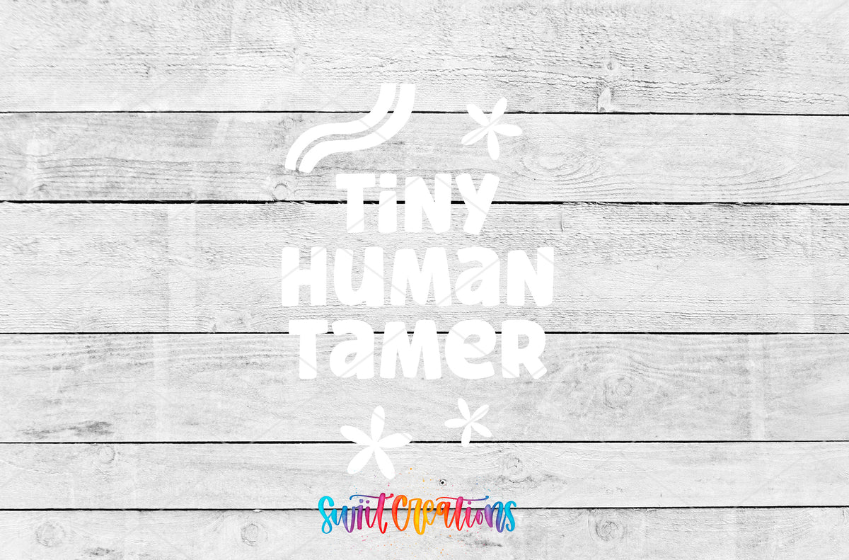 Tiny Human Tamer motel keychain UV DTF transfer artwork preview by Swiit Creations