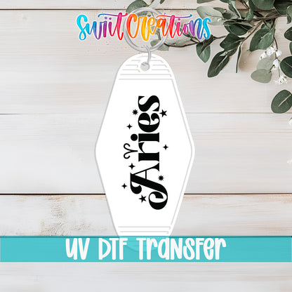 Aries motel keychain UV DTF transfer flat lay mockup by Swiit Creations