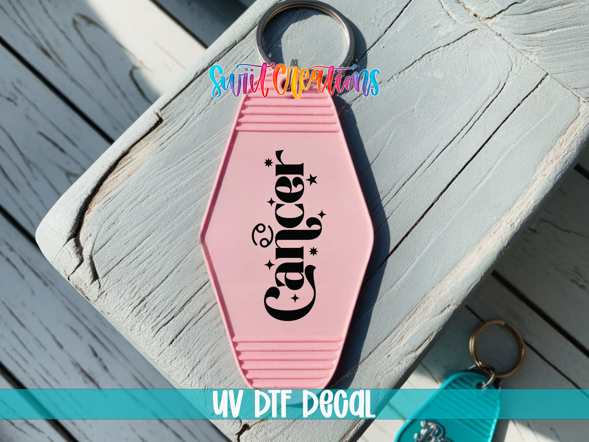 Cancer motel keychain UV DTF transfer colored keychain mockup by Swiit Creations