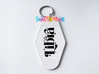 Libra motel keychain UV DTF transfer clean keychain mockup by Swiit Creations