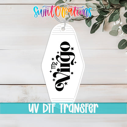 Virgo motel keychain UV DTF transfer flat lay mockup by Swiit Creations