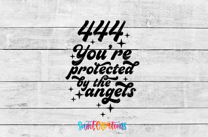 444 You’re Protected by the Angels motel keychain UV DTF transfer artwork preview by Swiit Creations