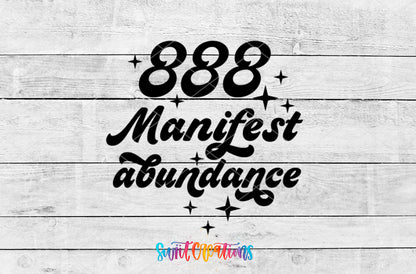 888 Manifest Abundance motel keychain UV DTF transfer artwork preview by Swiit Creations