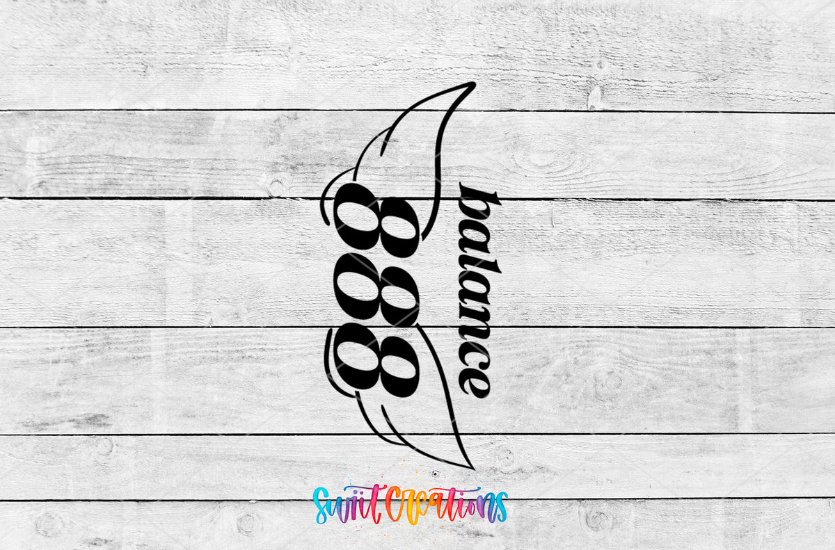 888 Balance motel keychain UV DTF transfer artwork preview by Swiit Creations