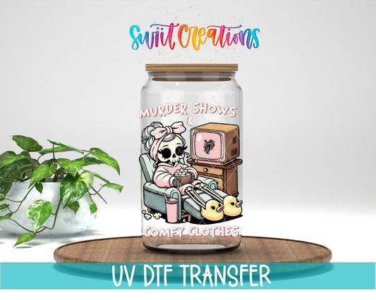 Murder Shows and Comfy Clothes UV DTF Cup Decal | UV882 - Swiit Creations