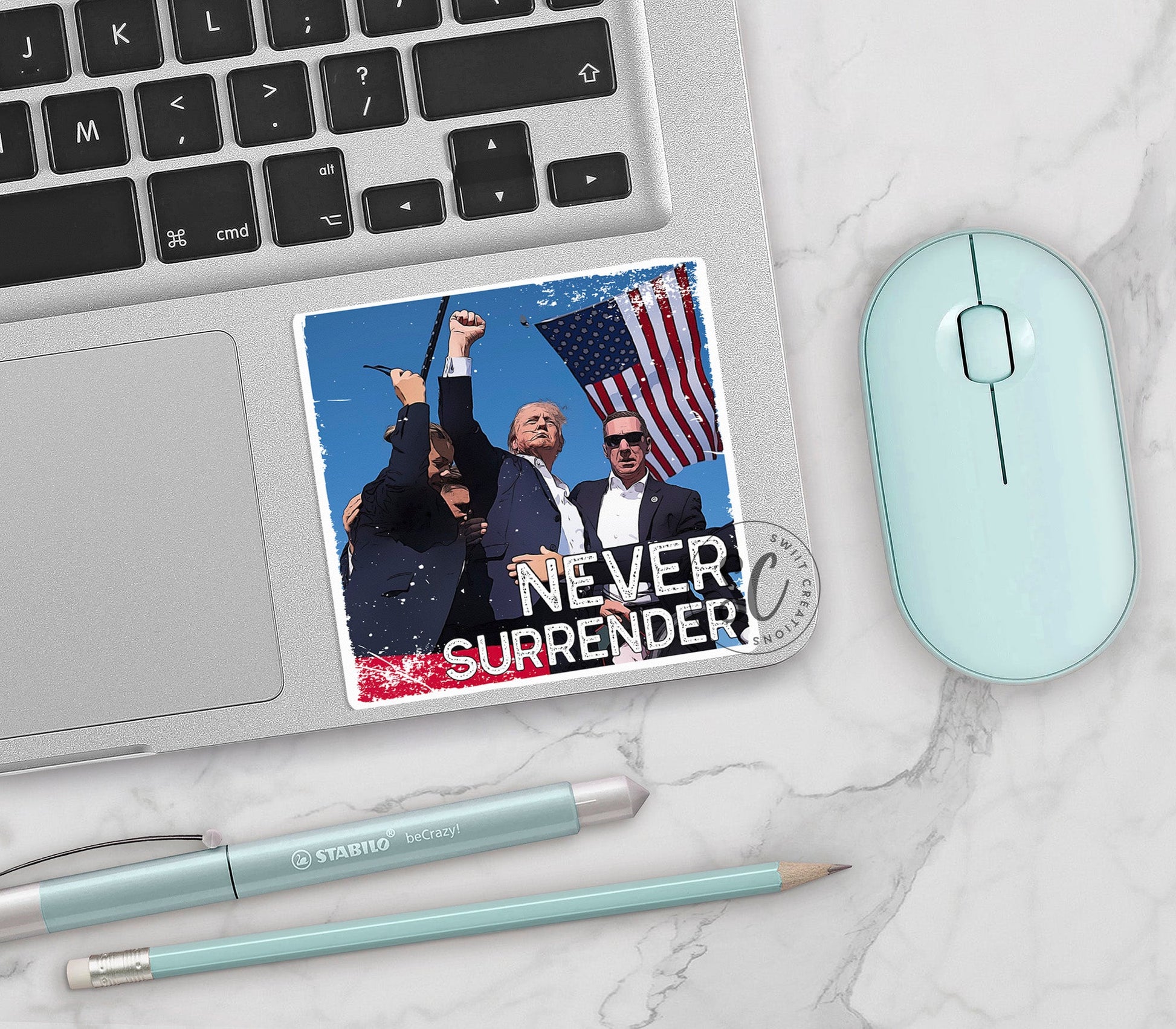 Never Surrender Trump Sticker SS910 - Swiit Creations