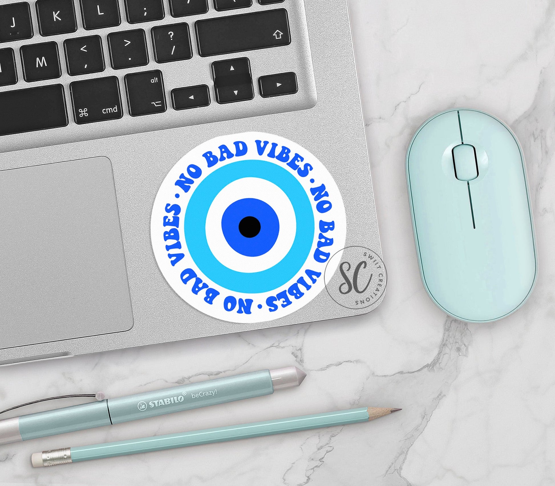 No Bad Vibes Evil Eye Sticker SS830 - Swiit Creations