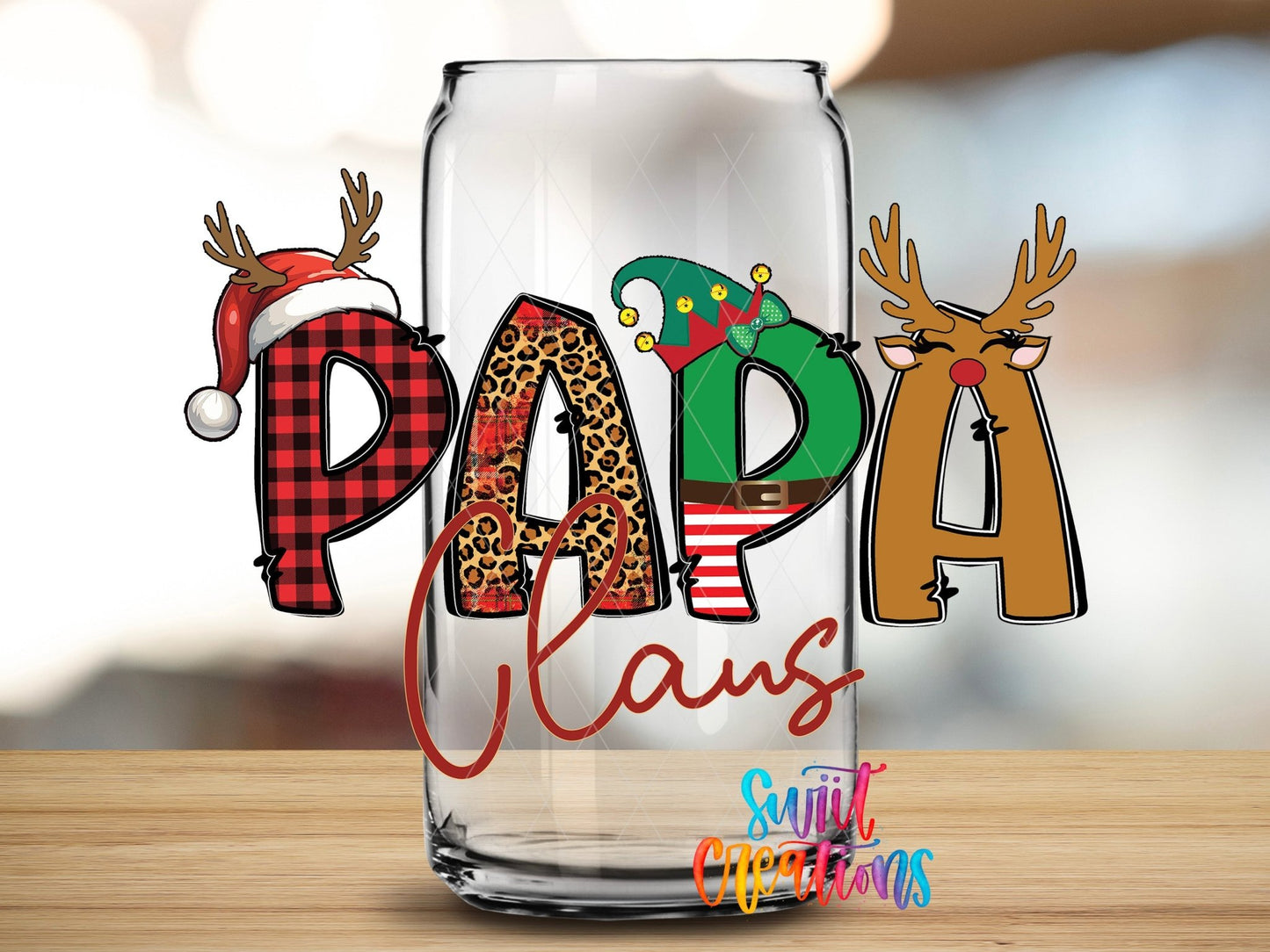 Papa Claus Christmas UV DTF Cup Decal | UV1234 - Swiit Creations