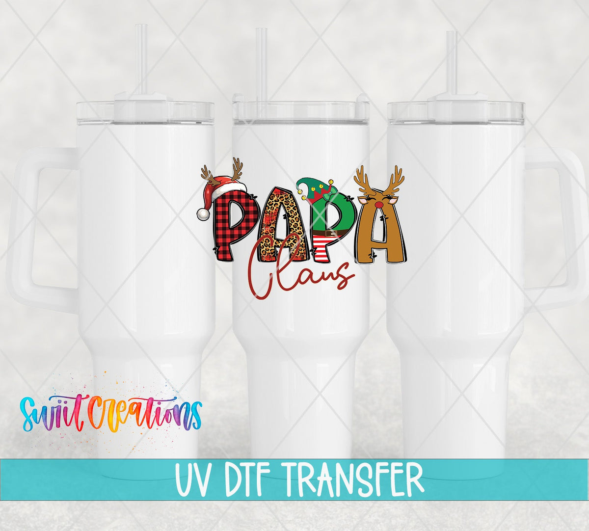 Papa Claus Christmas UV DTF Cup Decal | UV1234 - Swiit Creations