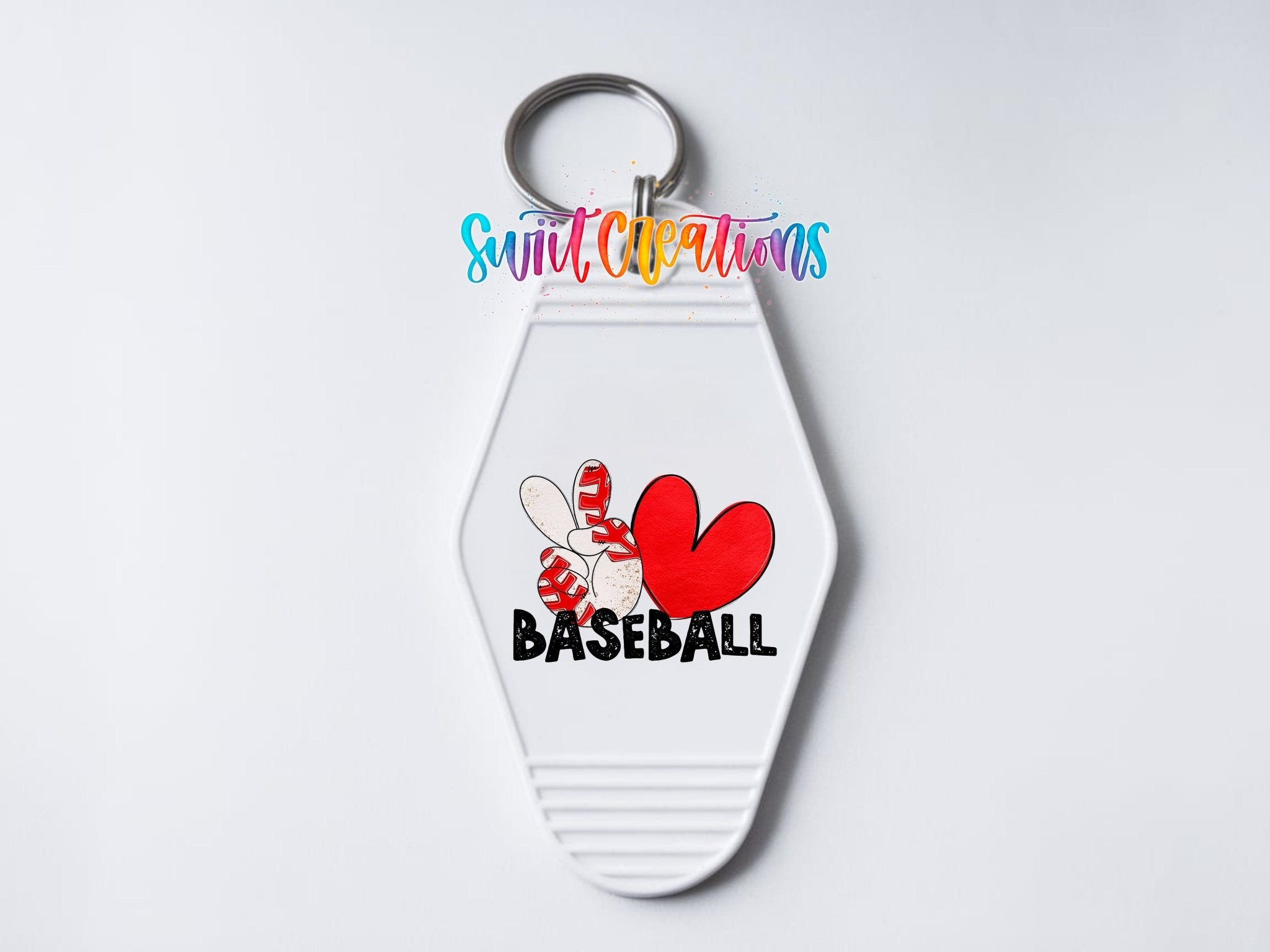 Peace Love Baseball Motel Keychain UV DTF Transfer | Sports Fan Design | MK1549 - Swiit Creations