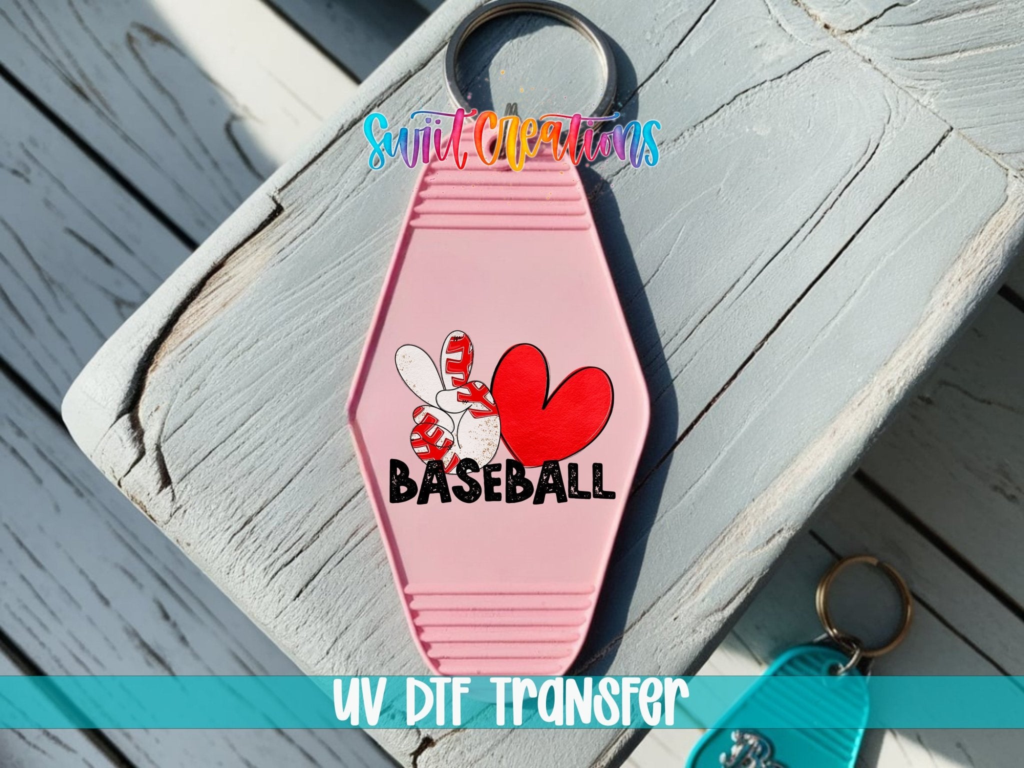 Peace Love Baseball Motel Keychain UV DTF Transfer | Sports Fan Design | MK1549 - Swiit Creations