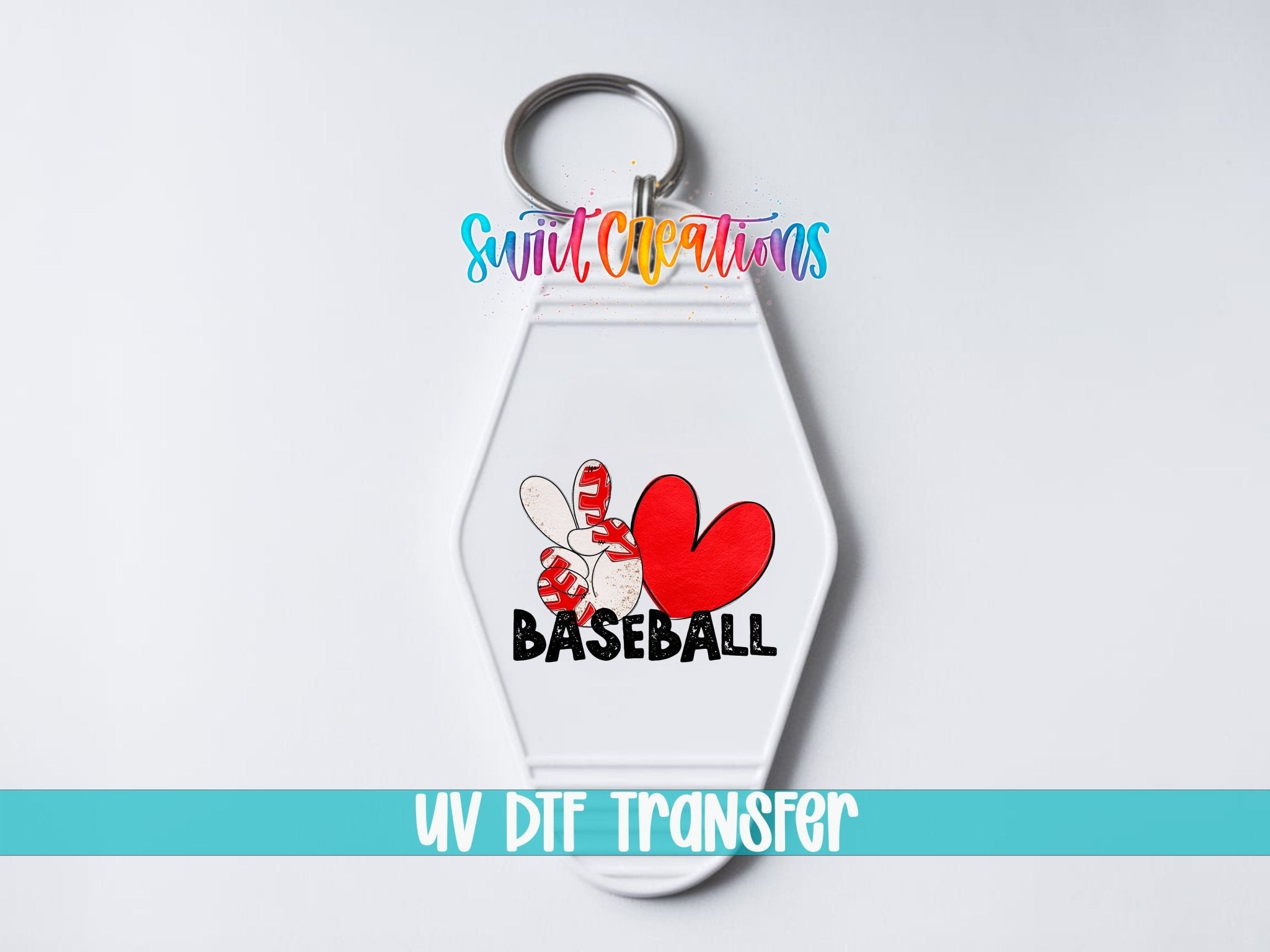 Peace Love Baseball Motel Keychain UV DTF Transfer | Sports Fan Design | MK1549 - Swiit Creations