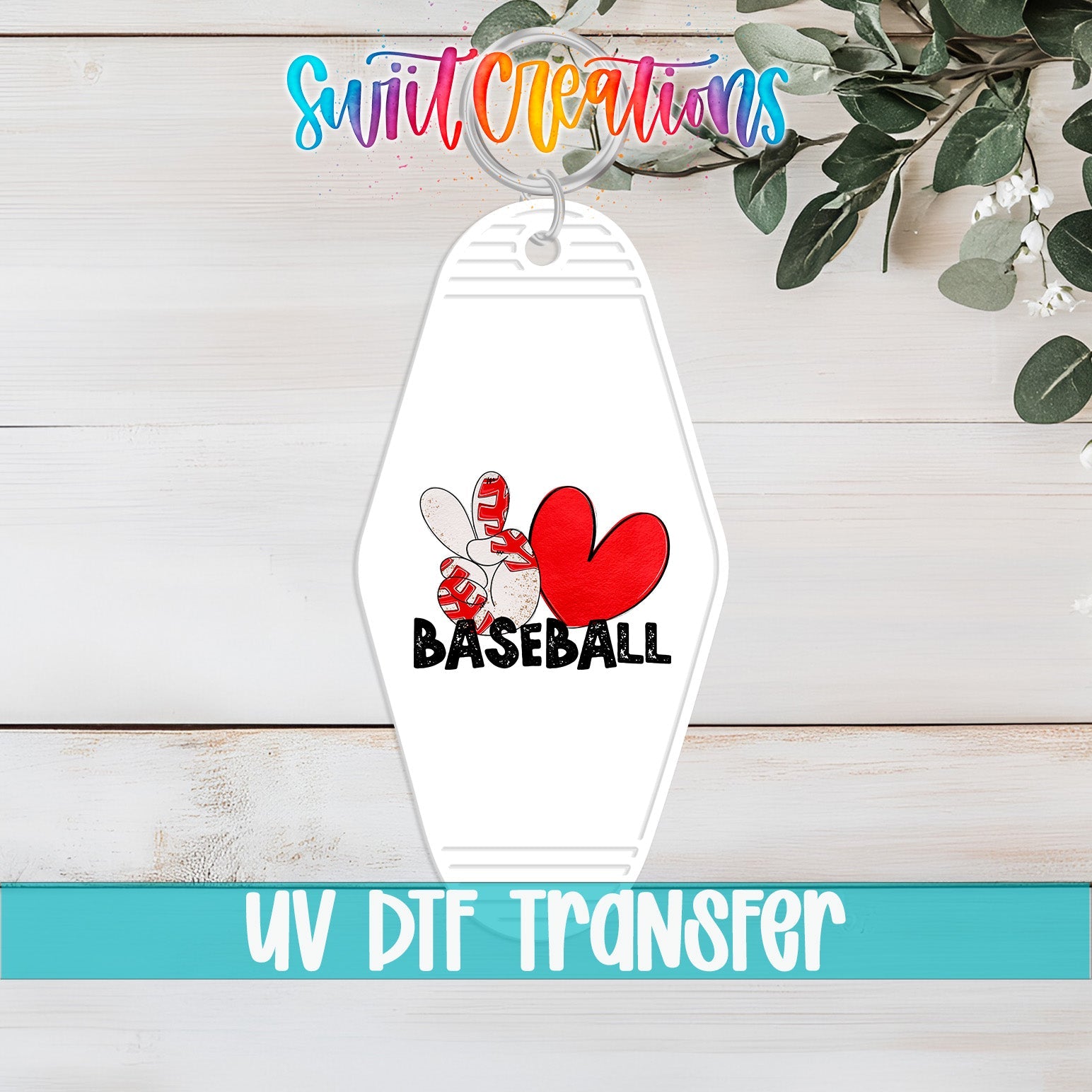 Peace Love Baseball Motel Keychain UV DTF Transfer | Sports Fan Design | MK1549 - Swiit Creations