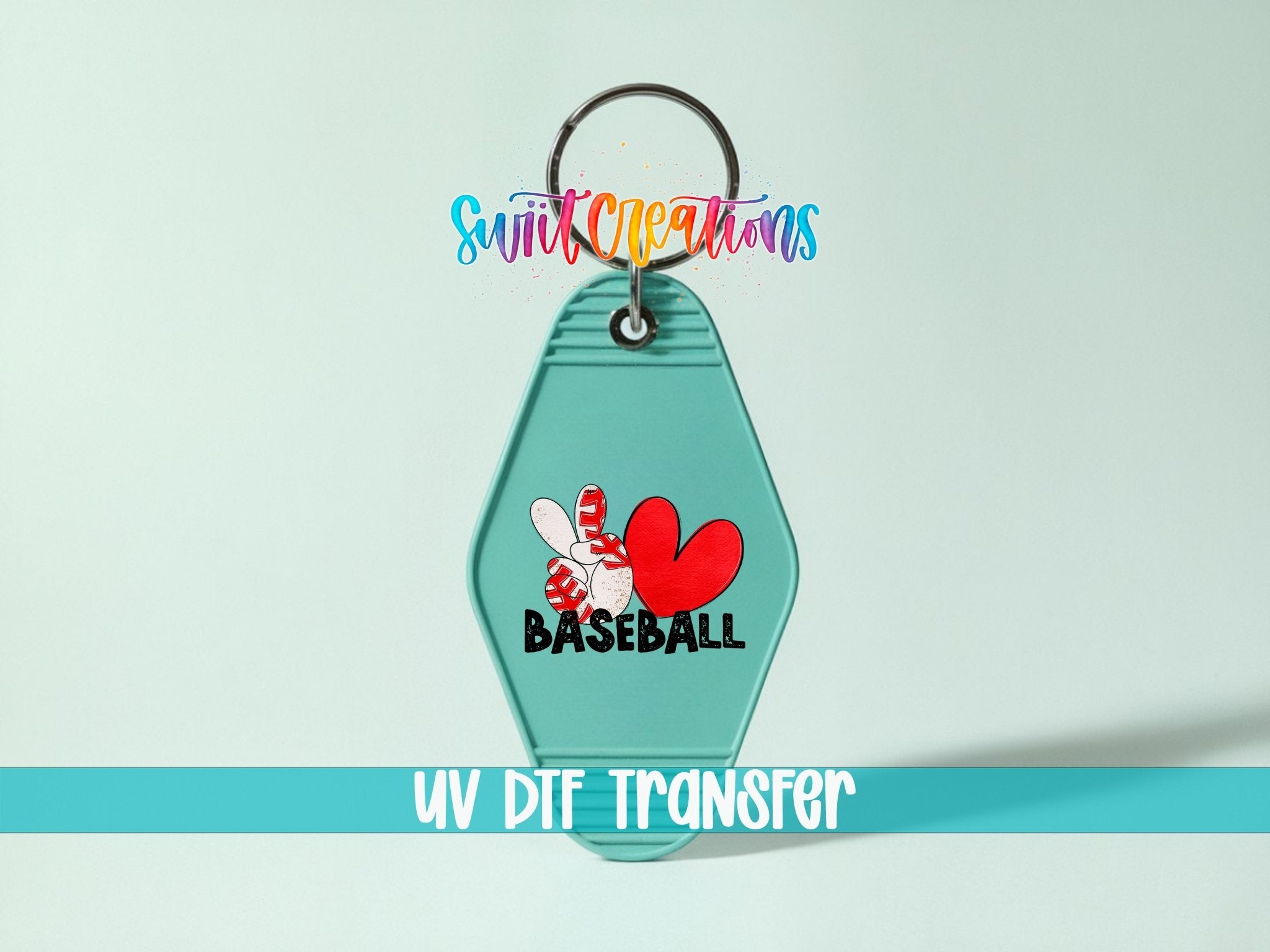 Peace Love Baseball Motel Keychain UV DTF Transfer | Sports Fan Design | MK1549 - Swiit Creations