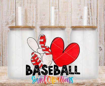 Peace Love Baseball UV DTF Cup Decal | UV1549 - Swiit Creations