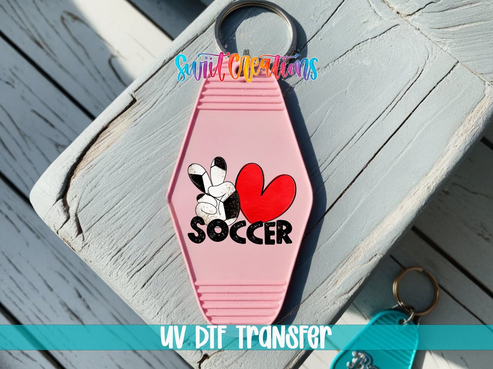 Peace Love Soccer Motel Keychain UV DTF Transfer | Sports Fan Design | MK1550 - Swiit Creations