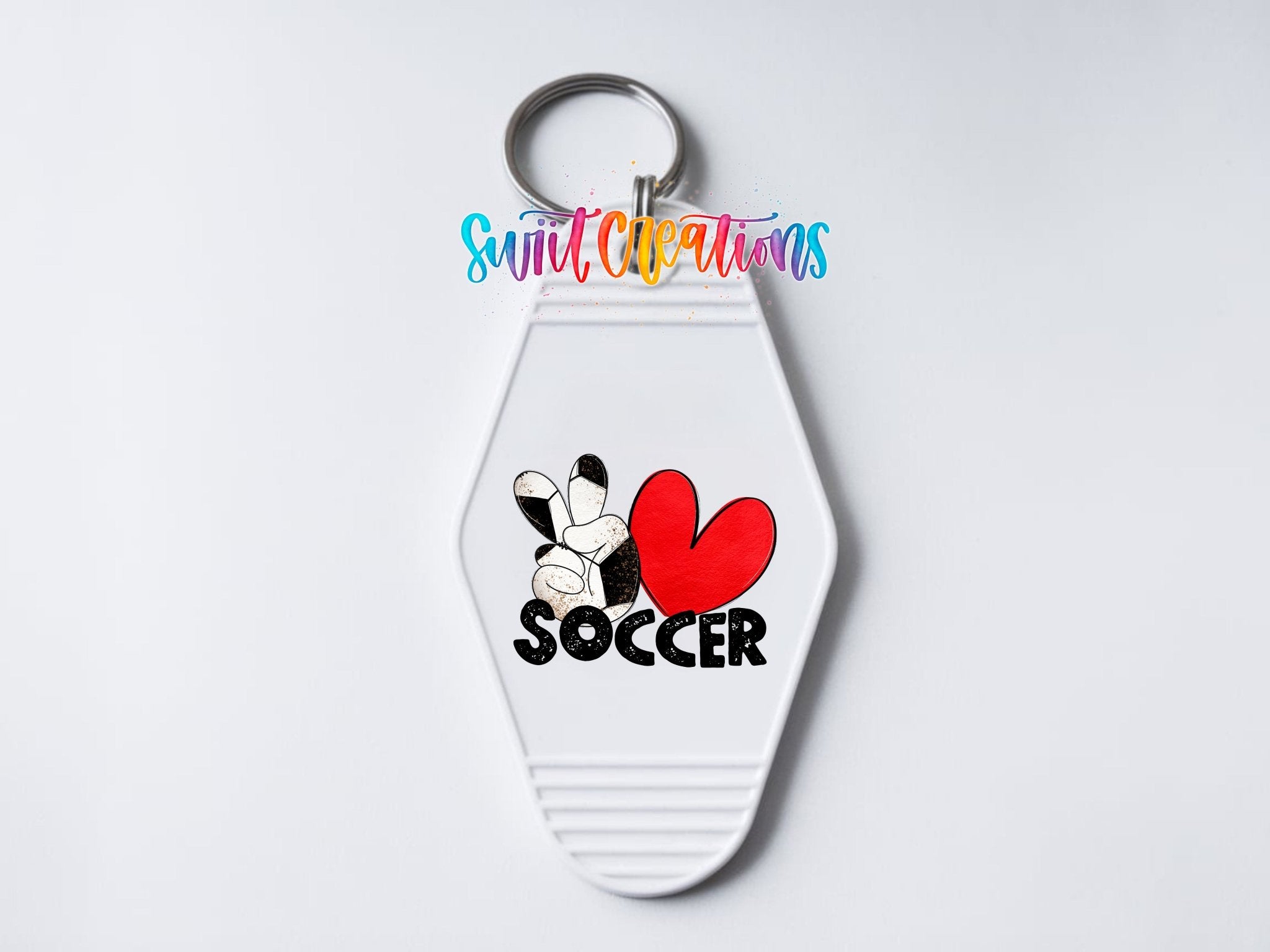 Peace Love Soccer Motel Keychain UV DTF Transfer | Sports Fan Design | MK1550 - Swiit Creations