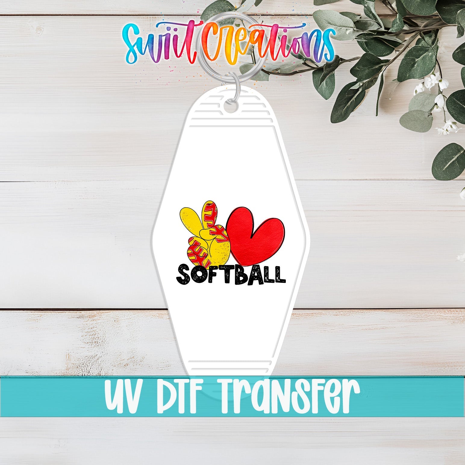 Peace Love Softball Motel Keychain UV DTF Transfer | Sports Fan Design | MK1551 - Swiit Creations