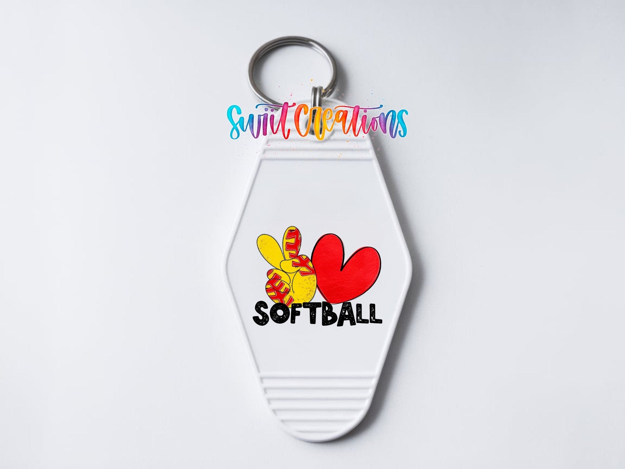 Peace Love Softball Motel Keychain UV DTF Transfer | Sports Fan Design | MK1551 - Swiit Creations